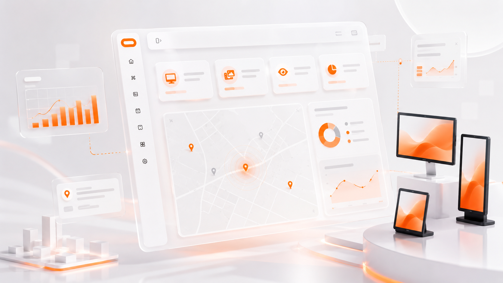Painel AdLoop com dashboard, campanhas e telas conectadas